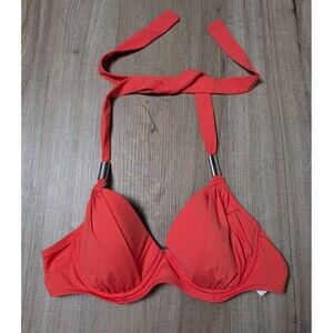 NWOT Calvin Klein Swimwear Orange Halter Bikini Top Underwired Lined Size 34B